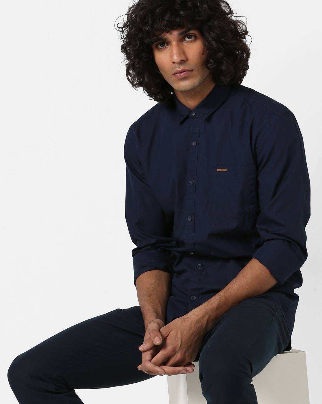 Navy Blue Shirts for Men by WRANGLER 