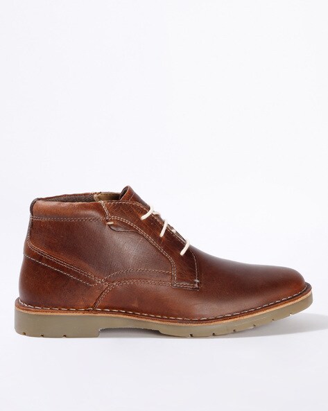 red tape leather chukka boots