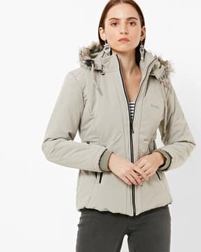 Panelled Zip-Front Hooded Jacket