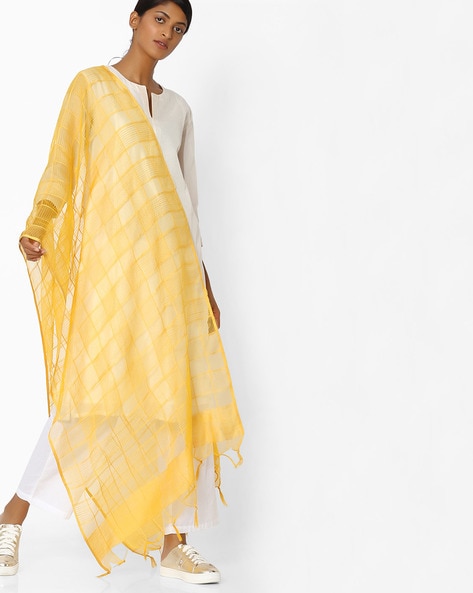 Checked Dupatta with Tassels Price in India