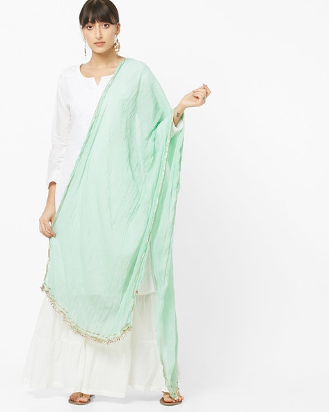 Crinkled Dupatta with Shimmery Border Price in India