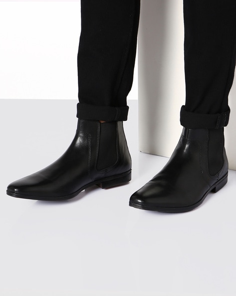 red tape black chelsea boots