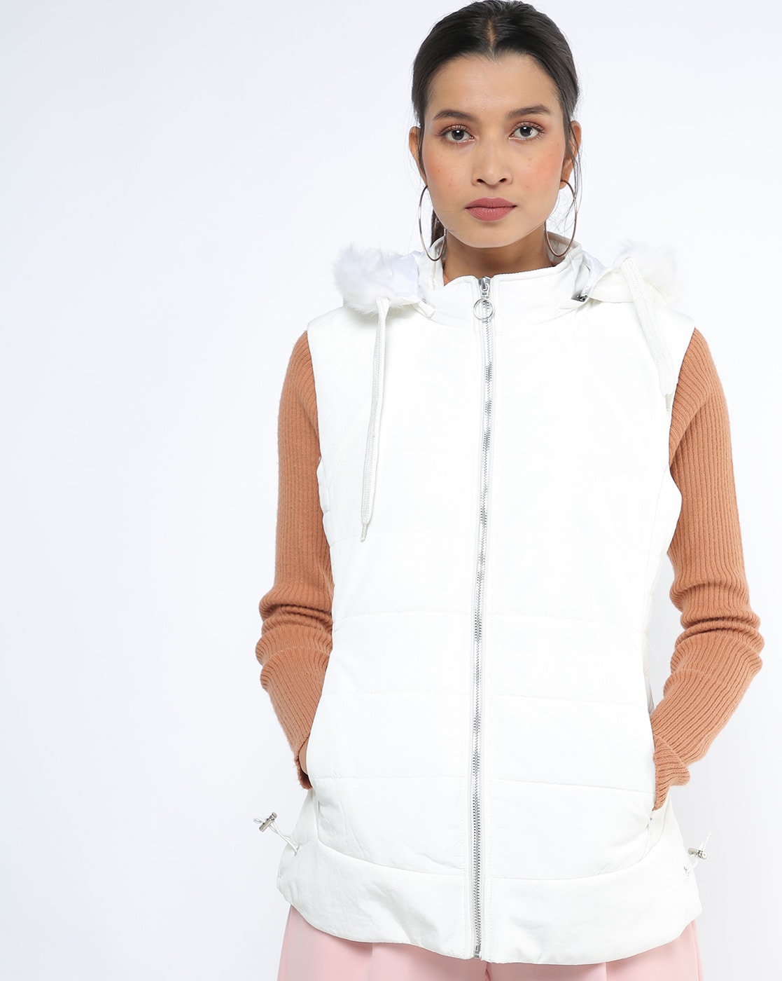 white jacket with fur hood womens