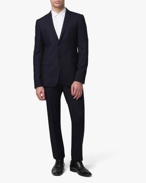 Buy EMPORIO ARMANI Slim Fit 2-piece Suit Set | Black Color Men | AJIO LUXE