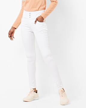 slim straight white jeans