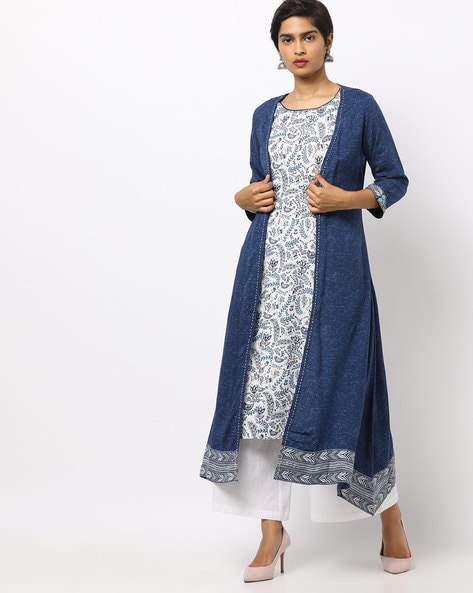 fcity.in - Attractive Trendy Rayon Long Anarkali Kurta With Jacket For  Ladies