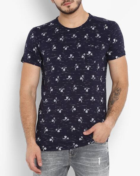 MUFTI Floral Print Slim Fit Crew-Neck T-shirt