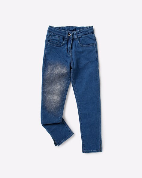 Shimmery Mid-Rise Slim Fit Jeans