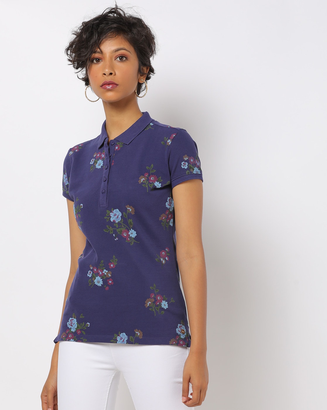 floral polo shirt women's