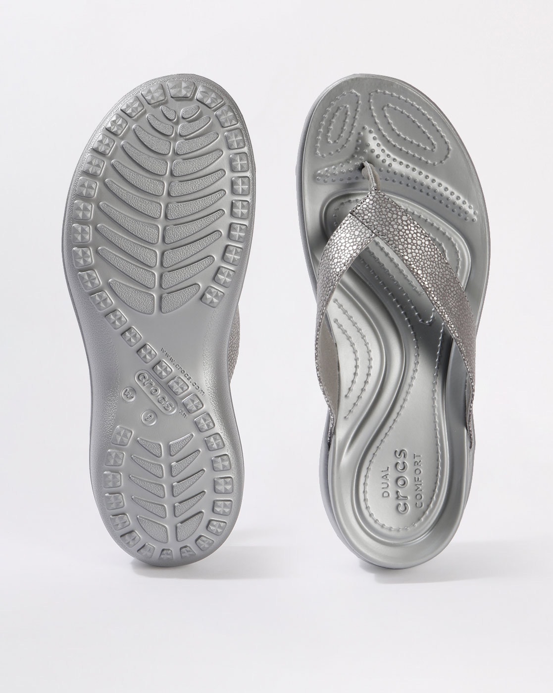 Buy Silver Flip Flop Slippers for Women by CROCS Online Ajio