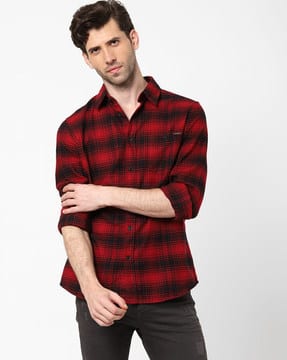 check shirt black and red