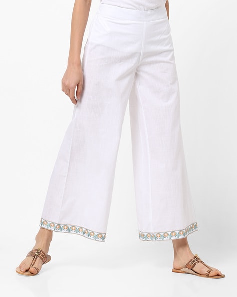 Buy Ecru White Trousers & Pants for Women by W Online | Ajio.com