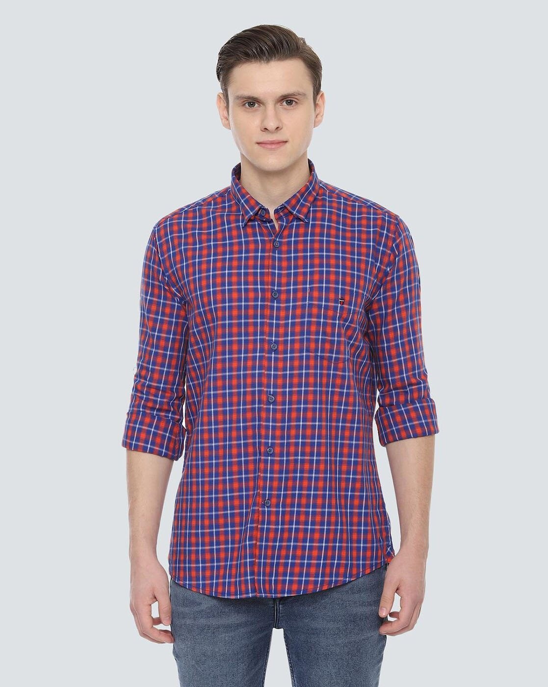 Louis Philippe Formal Shirts : Buy Louis Philippe Purple Check Formal Shirt  Online