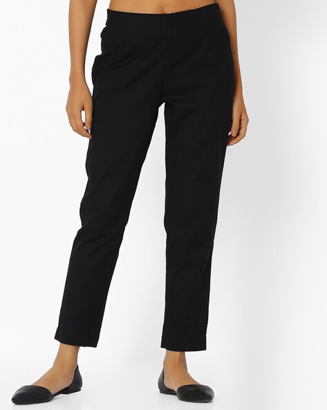 Ankle-Length Pants with Semi-Elasticated Waist Price in India