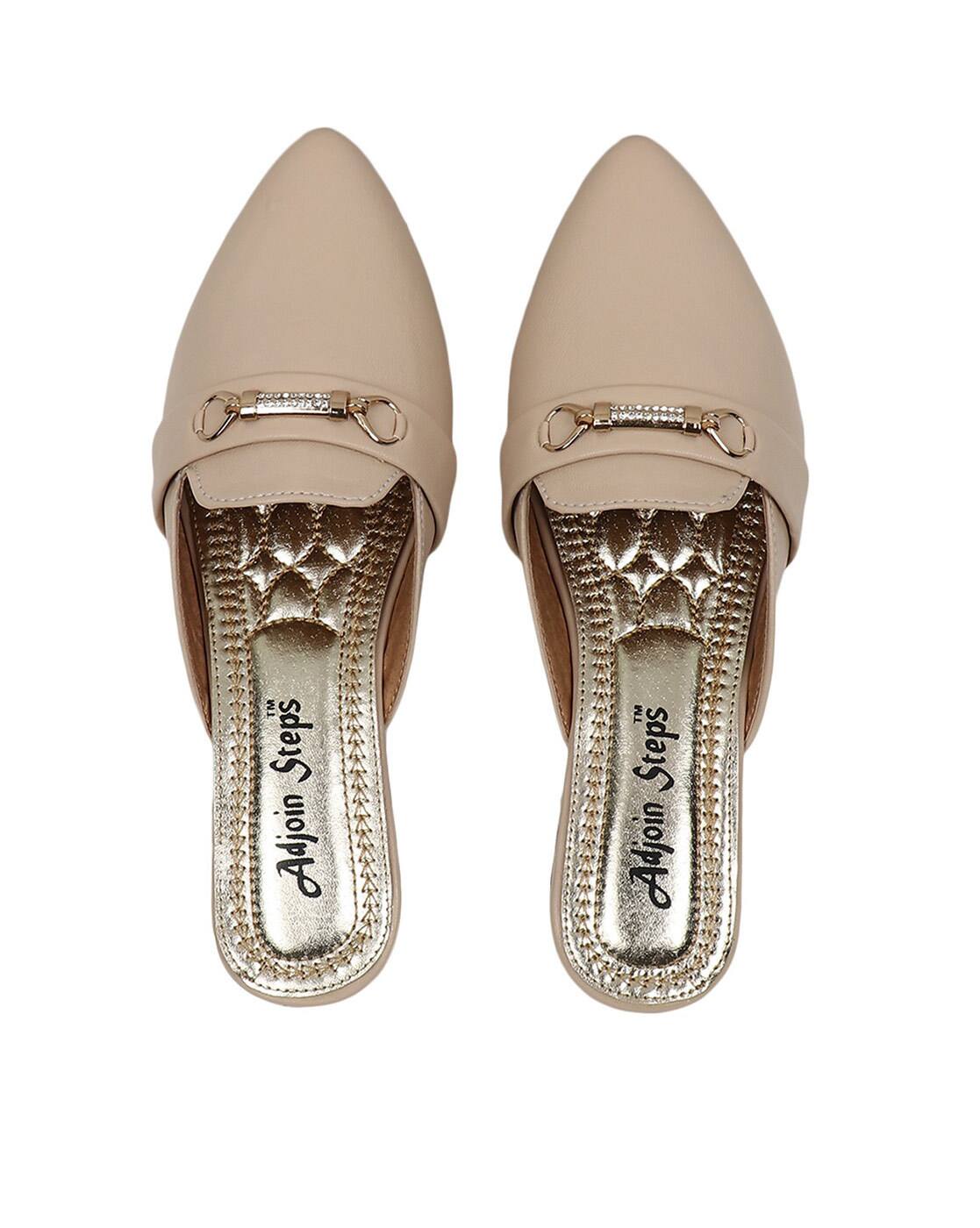 cream mules flat