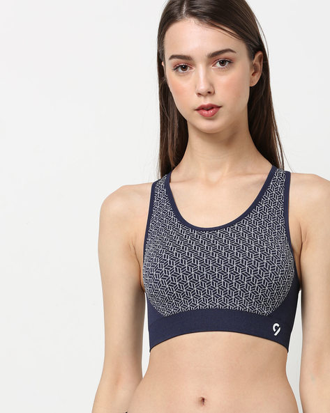 Printed Sports Bra with Racerback