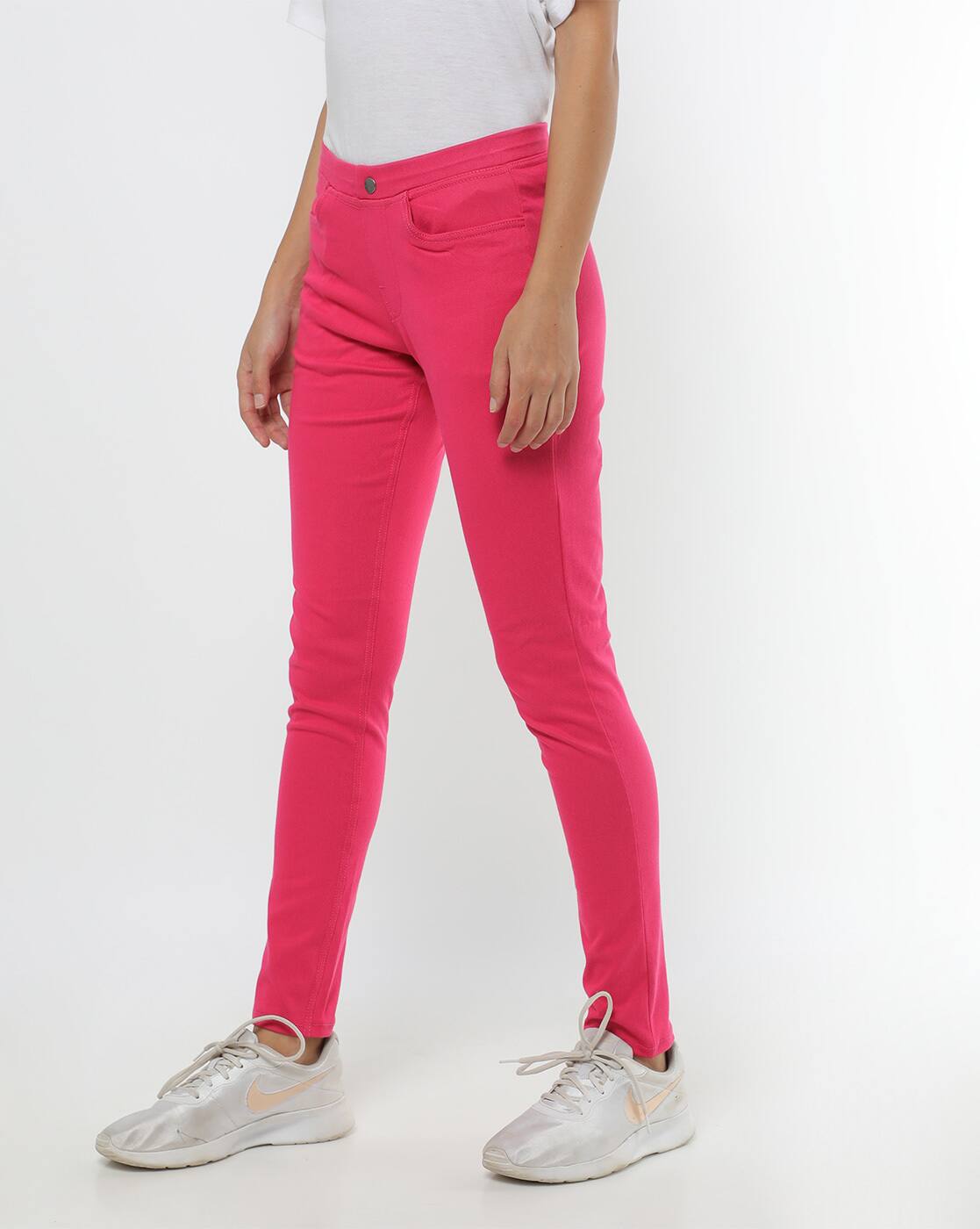 pink leggings with pockets