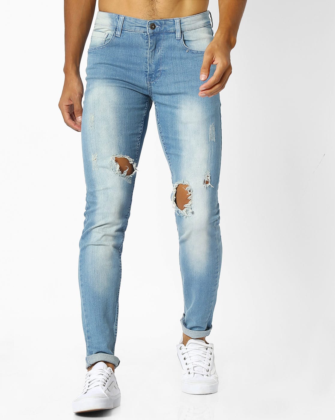 light blue rugged jeans