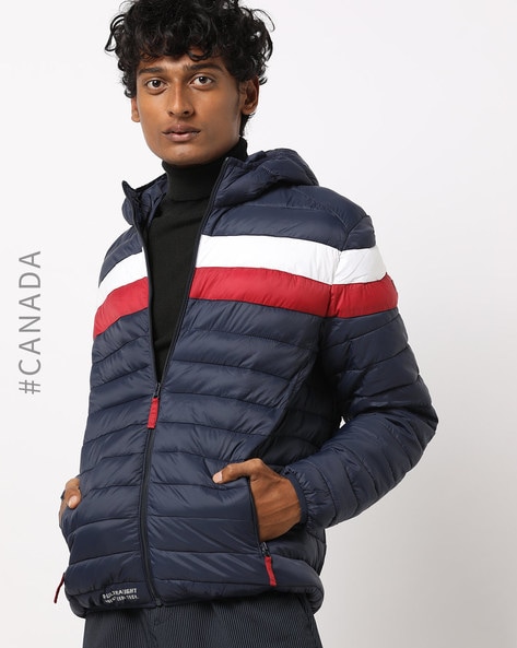 mens puffer jacket navy blue