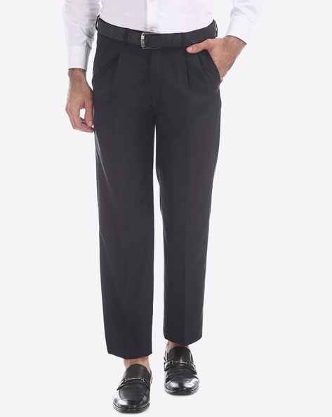 Buy Arrow Solid Tailored Fit Smart Flex Twill Formal Trouser Charcoal at  Amazon.in