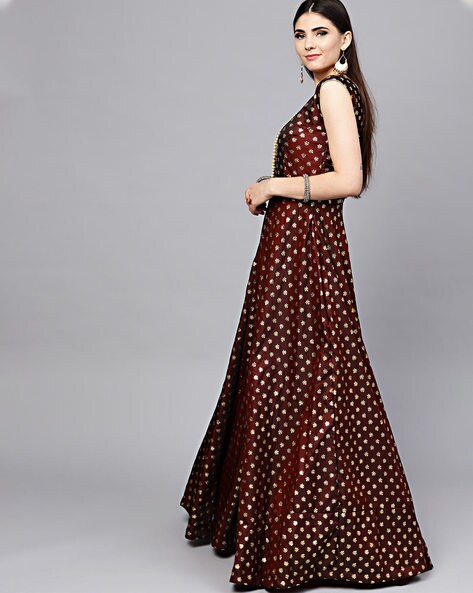 Buy ANOPKALA CREATION Women Gown Maroon, Gold, Black Dress Online at Best  Prices in India - JioMart.