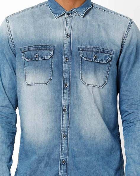 Jack & Jones Mens Sheridan Denim Snap Front Western Shirt Blue S -  Walmart.com