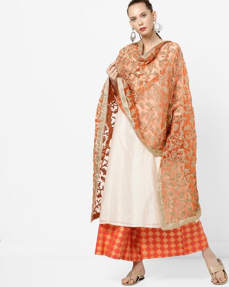 Embroidered Dupatta with Embellished Border Price in India