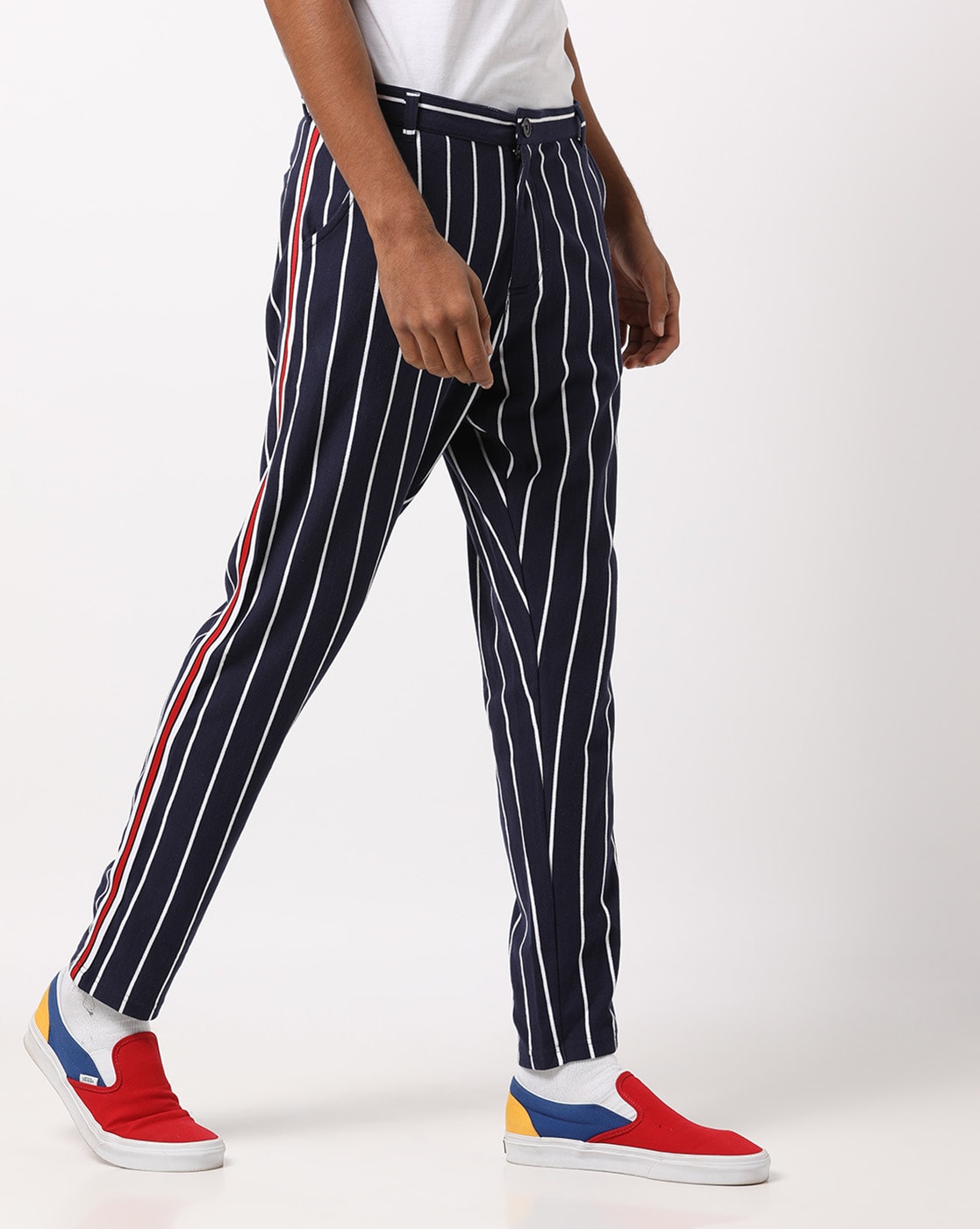 Mens Red and White Stripe Bootcut Pants | Coquetry Clothing