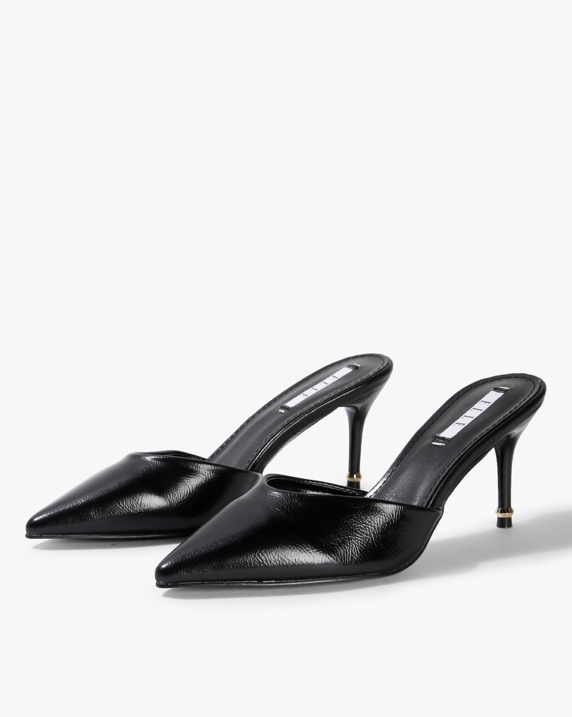 womens black heeled mules