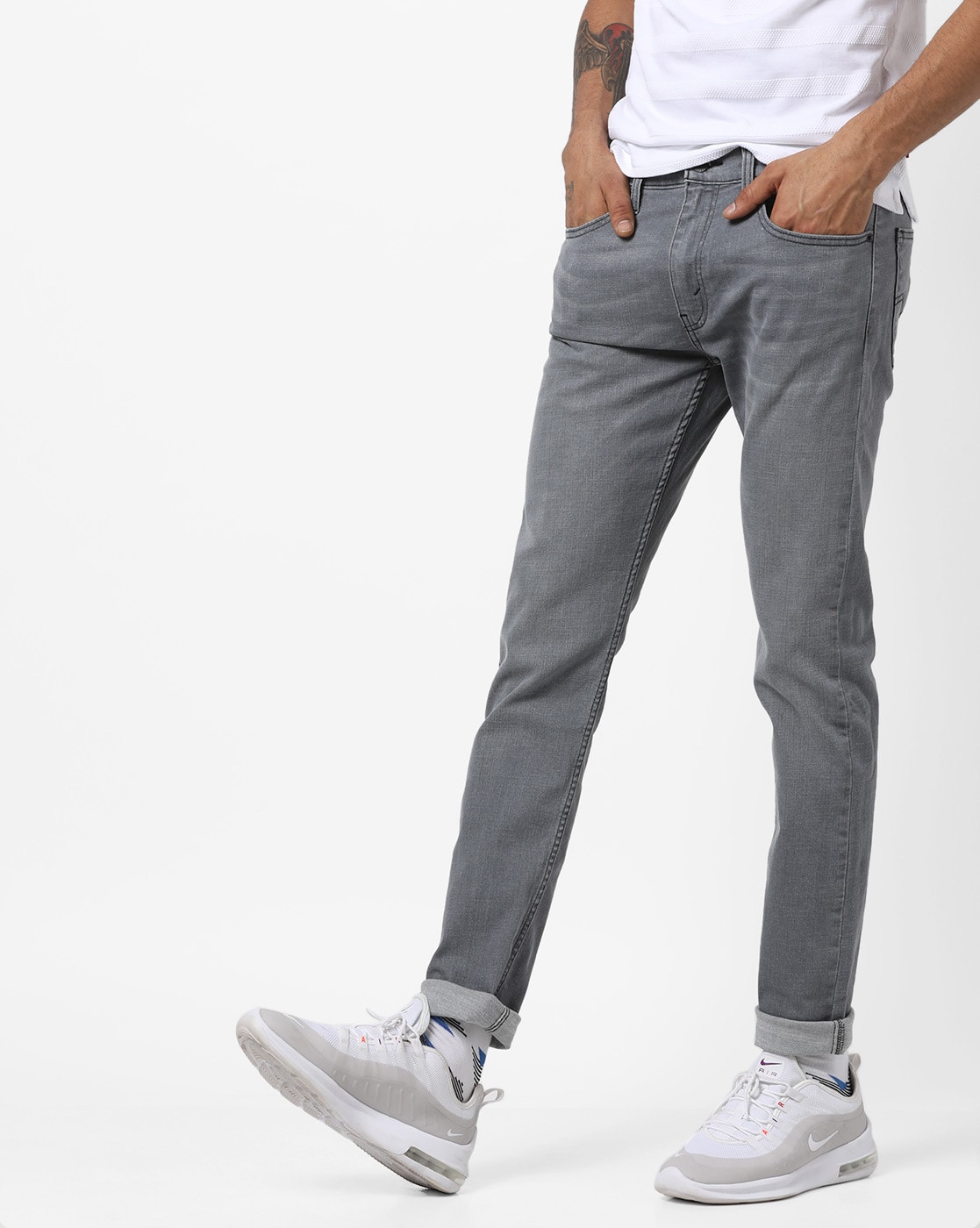 grey tapered jeans