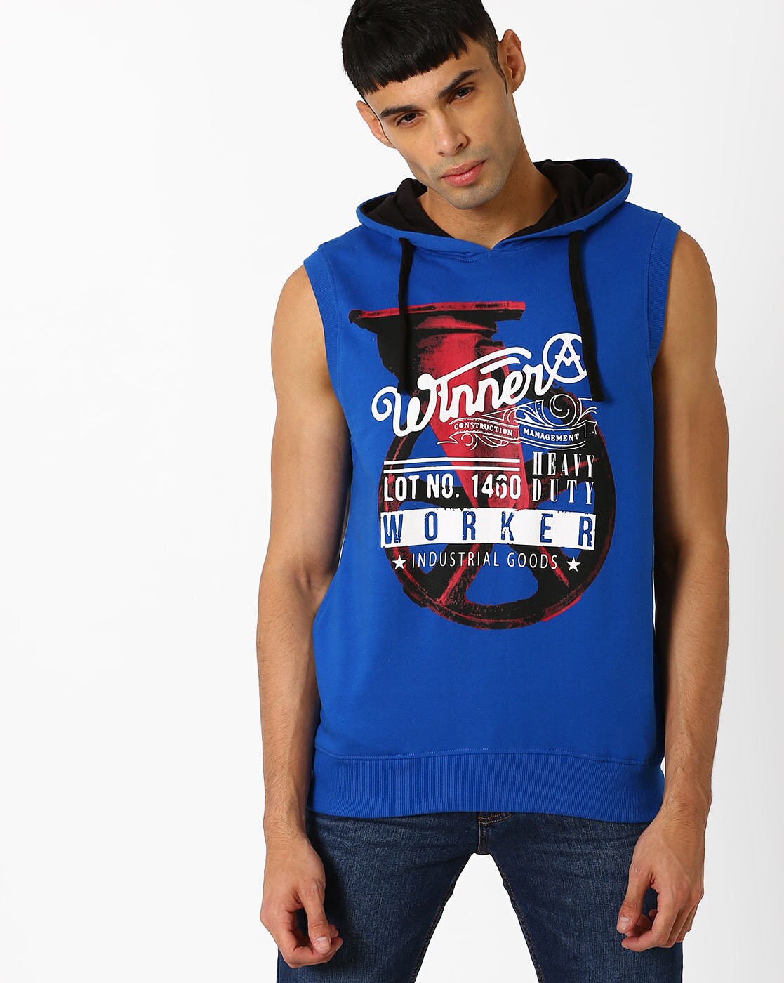 graphic sleeveless hoodie