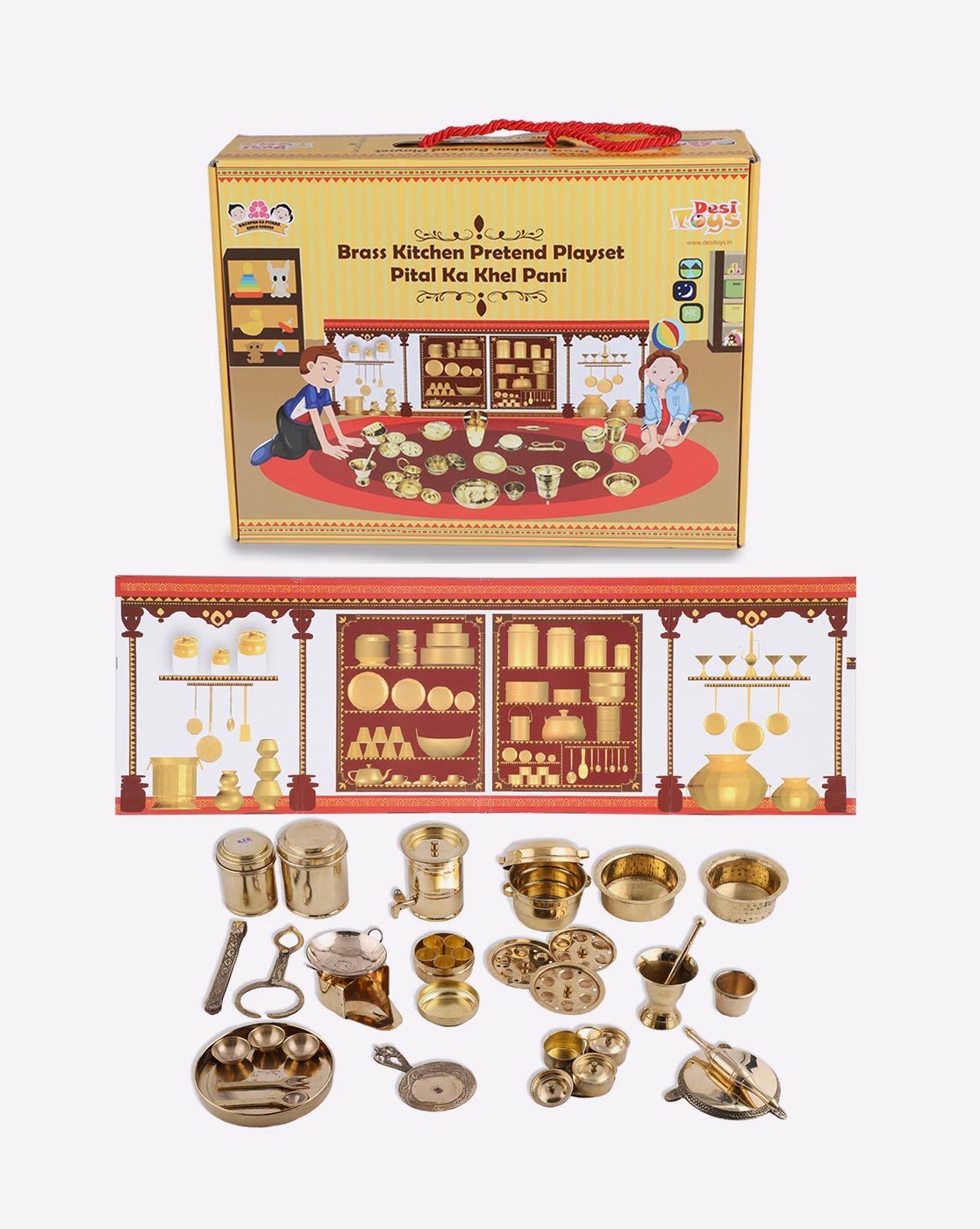 brass kitchen play set