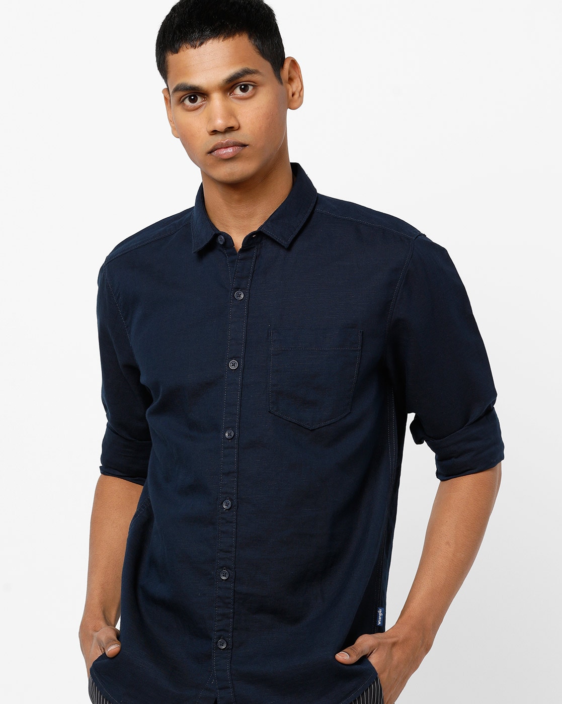 wrangler navy blue shirt