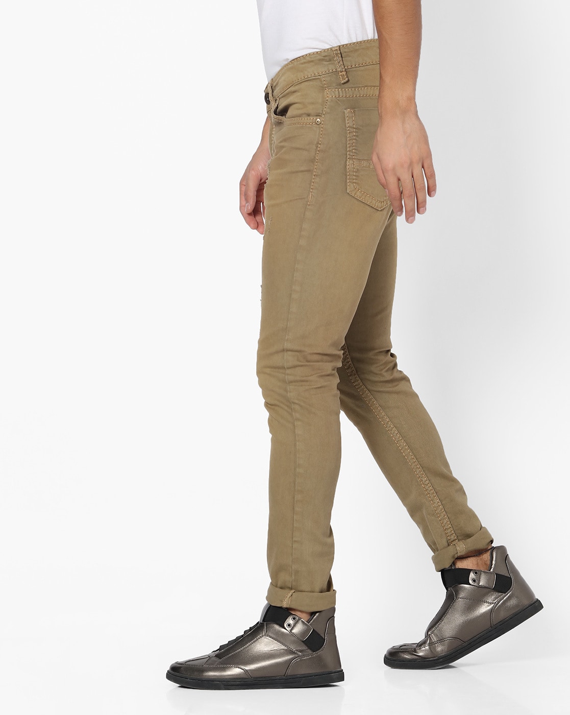 distressed khaki pants