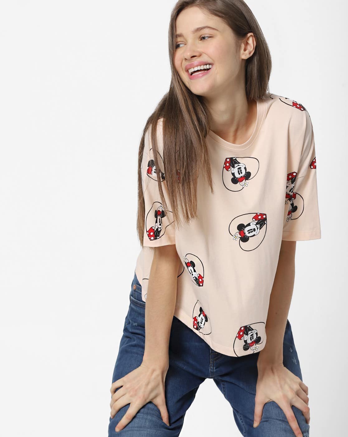 Buy Peach Pink Tshirts for Women by 