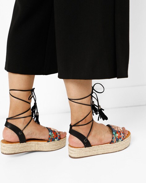 Lace up discount espadrille platform sandals