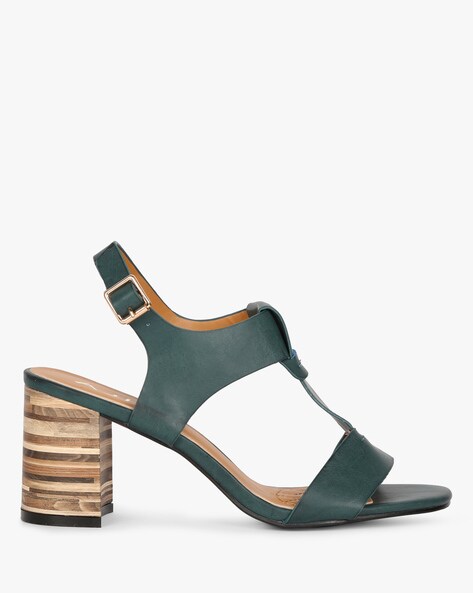 teal block heels