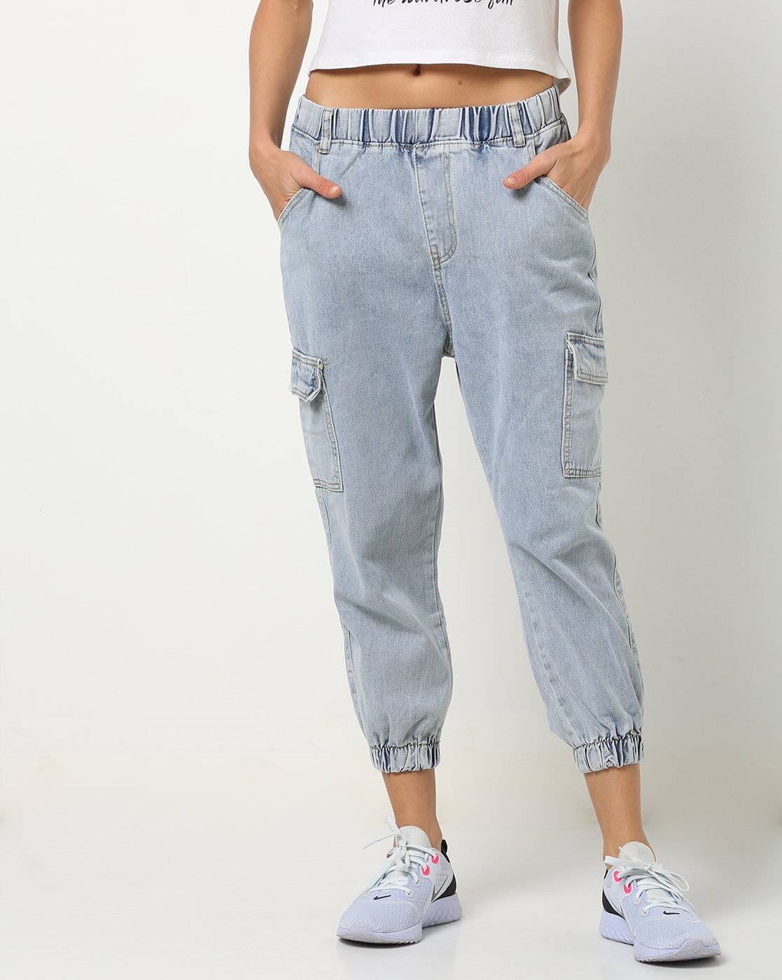 denim moto joggers