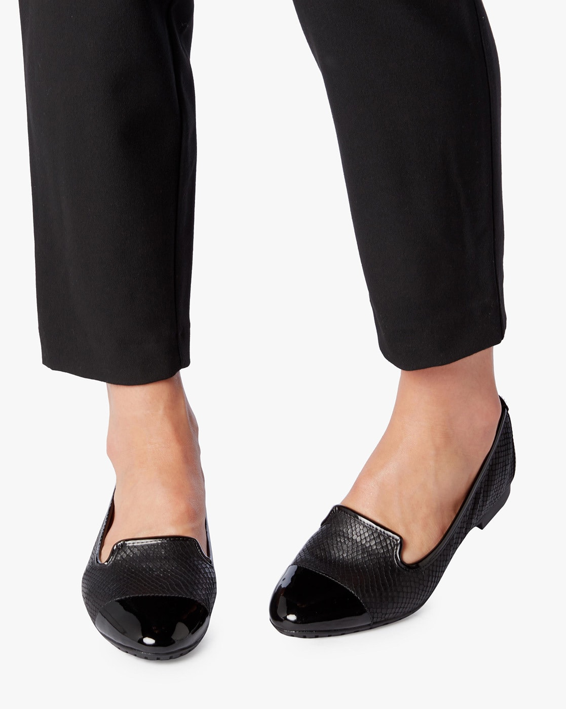 black flat loafers