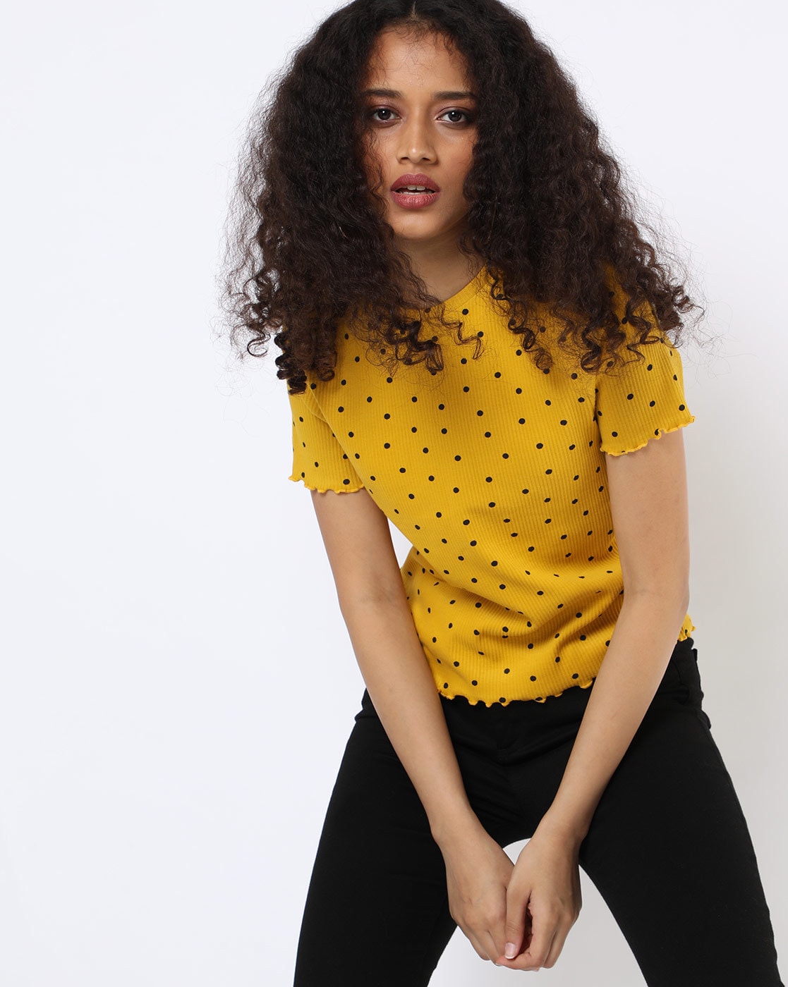 Polka dot cheap mustard top