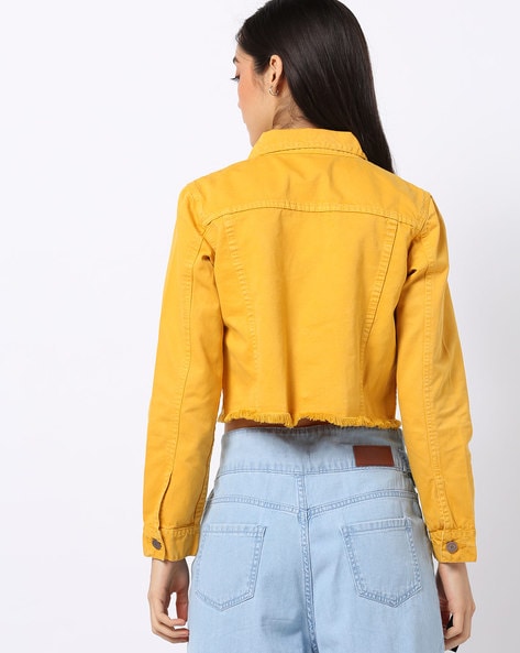 Mustard cropped denim store jacket