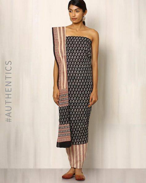 bagru print cotton dress materials Hand BlockPrint Cotton Dress Material with Cotton Dupatta RKG SHOPPING