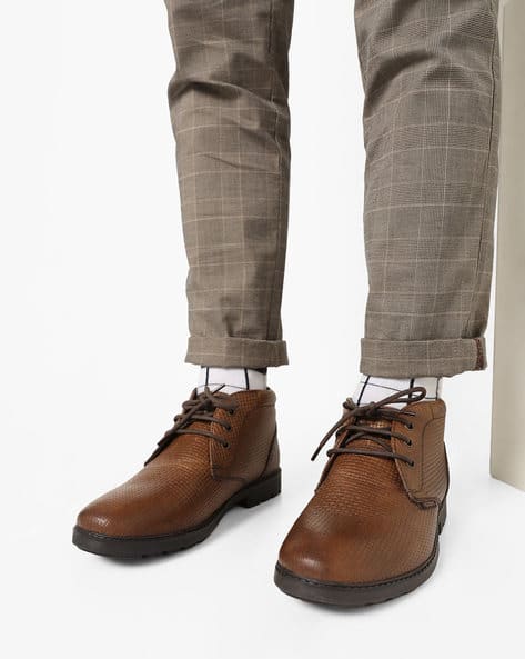 Textured Genuine Leather Chukka Boots