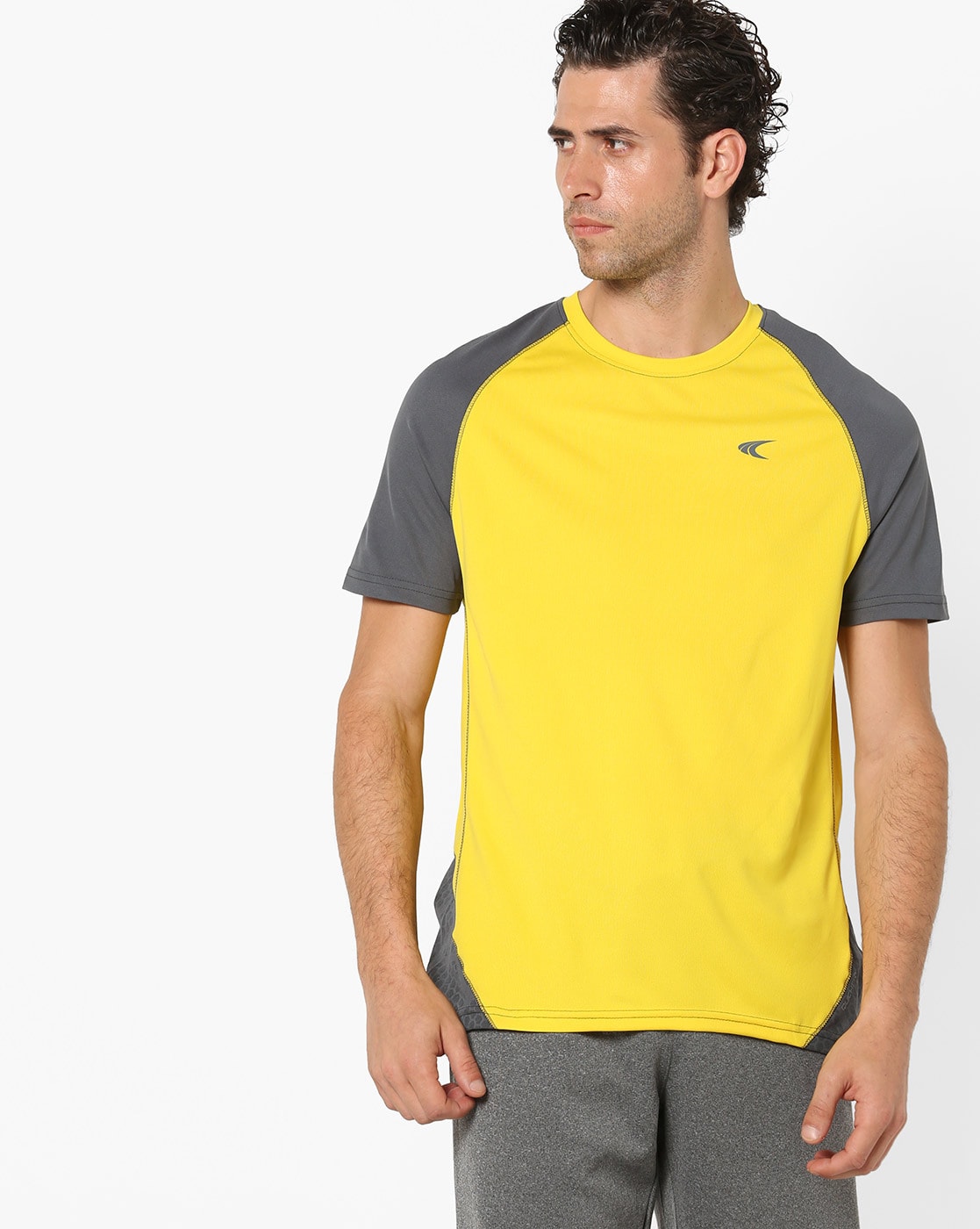 yellow and grey t shirt