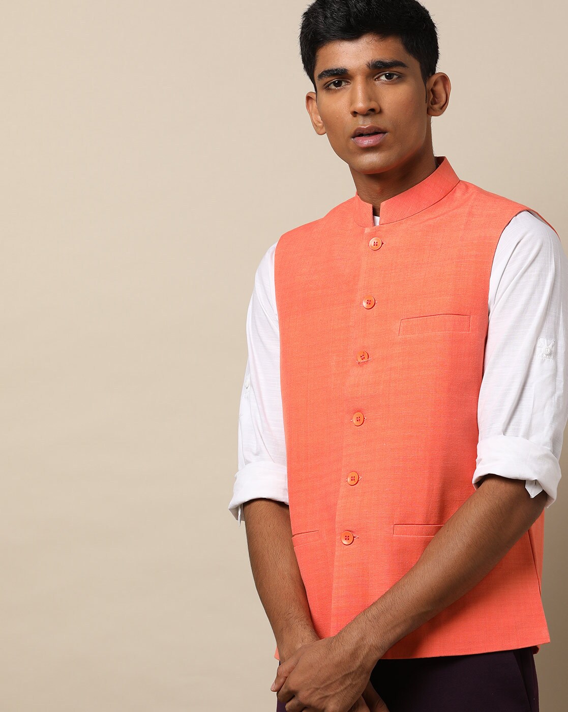 orange nehru jacket