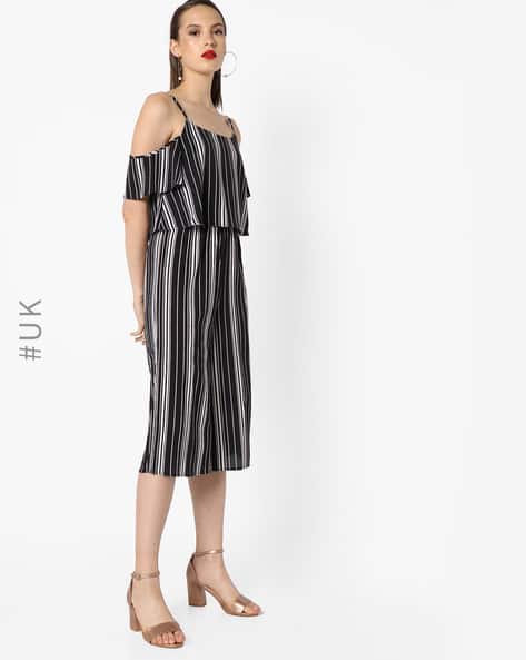 black and white striped jumpsuit womens
