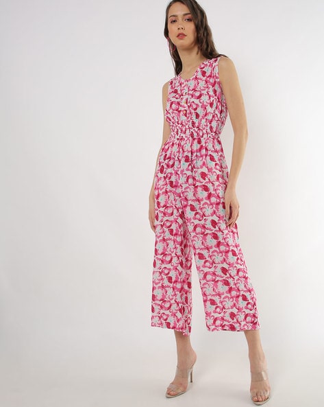 pink flower jumpsuit