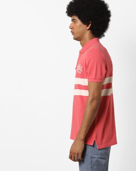 Cotton Polo T-shirt with Contrast Stripes (Image - 2)