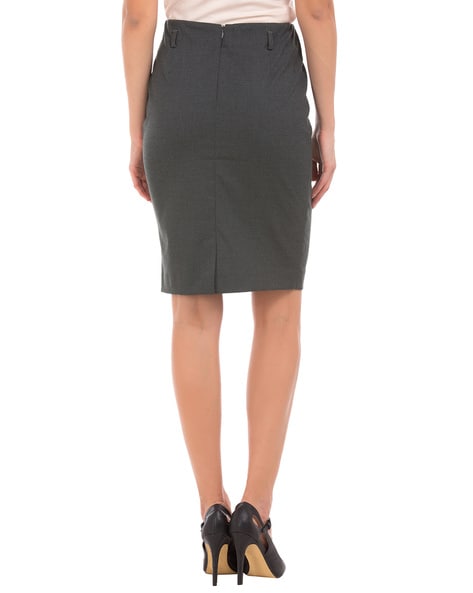 Girls' Senior School Plain Long Black Pencil Skirt