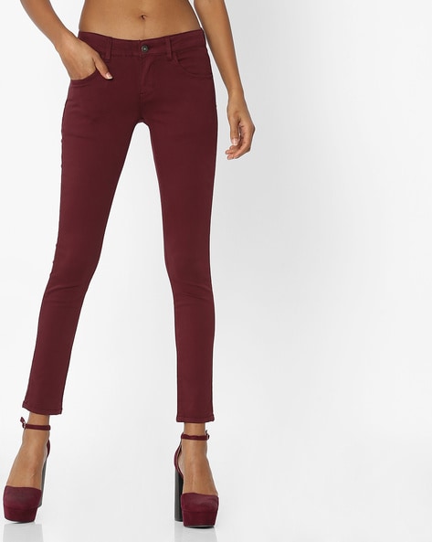 Buy Burgundy Jeans  Jeggings for Women by Outryt Online  Ajiocom